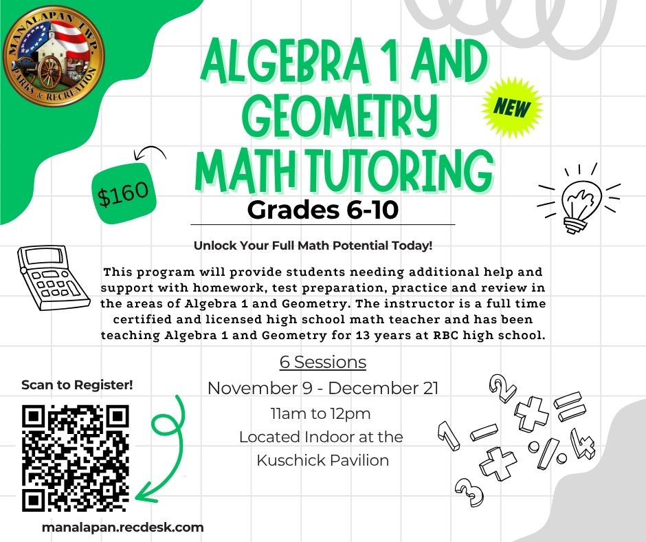Fall- Algebra & Geometry The Youth Winter Basketball League registration will open on August 13 and close on October 31. Plan your registration to secure your spot!