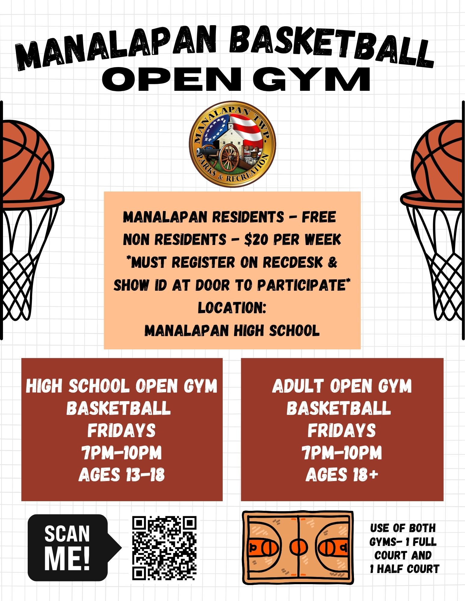 The Youth Winter Basketball League registration will open on August 13 and close on October 31. Plan your registration to secure your spot!